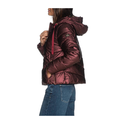 Yes Zee Piumino corto Piumino Donna cappuccio con coulisse Prugna - Francavilla Moda